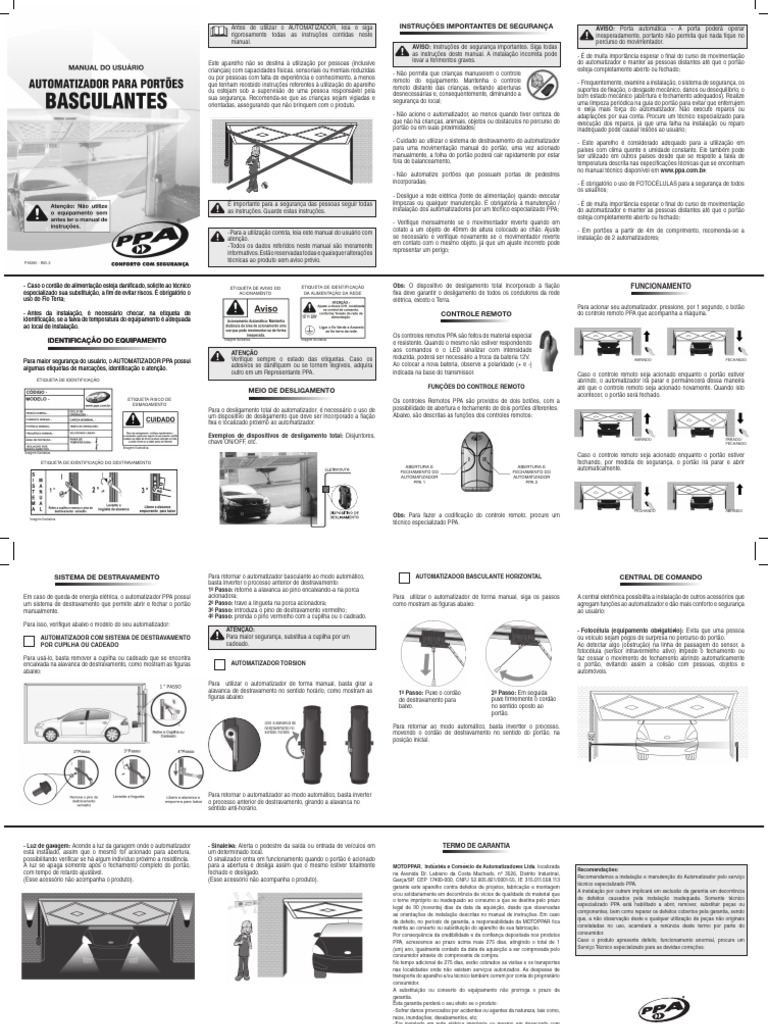 Manual de Uso do Automatizador PPA | PDF | Controle remoto | Engenharia ...