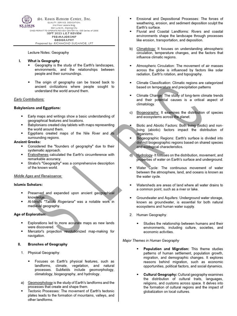 Geography Lecture Notes Overview | PDF | Geography | Geographic ...