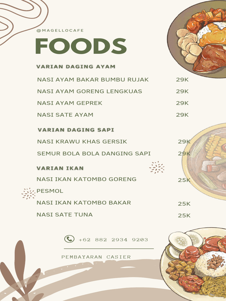 Magello Cafe Menu Overview | PDF | Foods | Drink