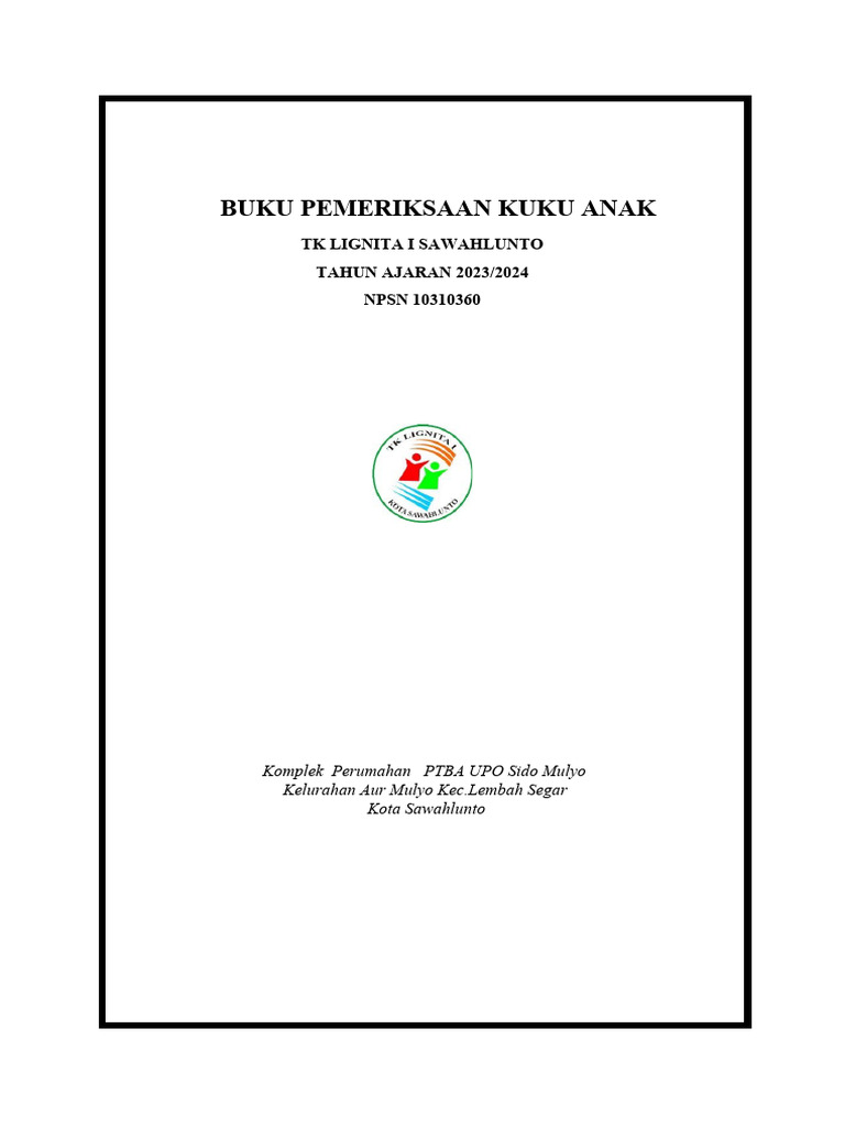 Buku Pemeriksaan Kuku Anak TK Lignita | PDF | Kesehatan Holistik