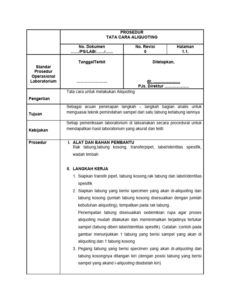 Prosedur Aliquoting Sampel Laboratorium | PDF | Kajian Bahasa Asing ...