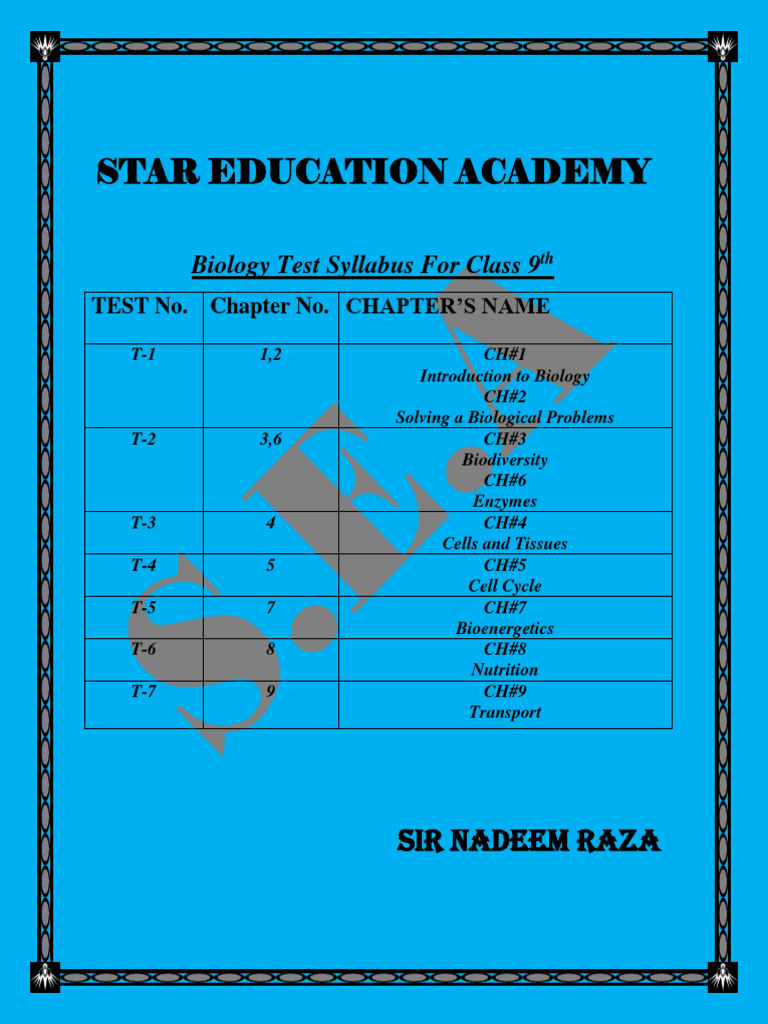Biology 9th Supper Test Series 2024 | PDF