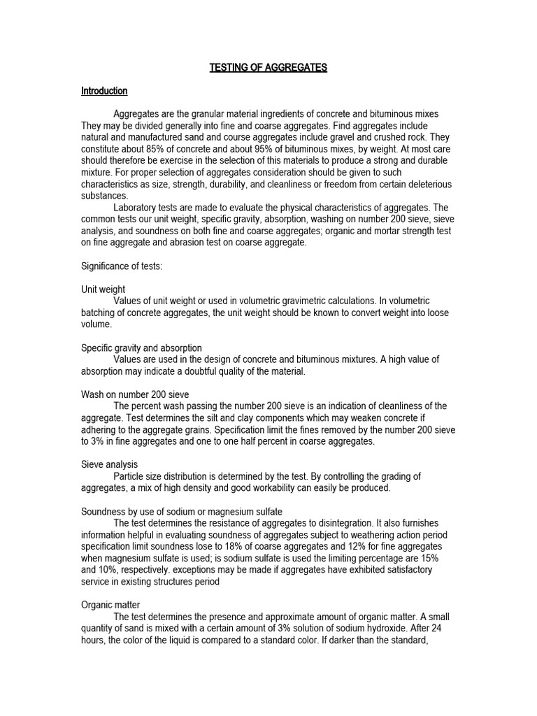 Testing of Aggregates | PDF