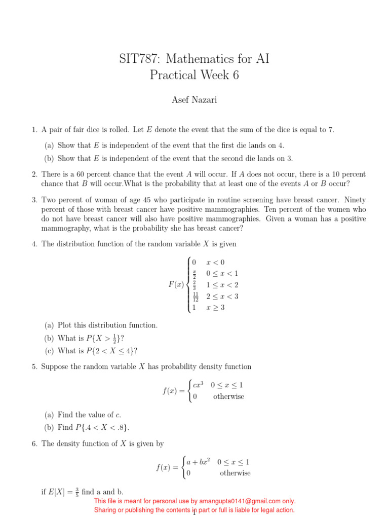 Probability and Statistics Exercises | PDF | Probability And Statistics ...