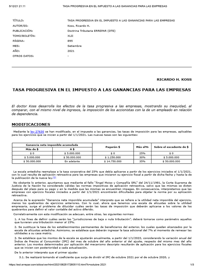TASA PROGRESIVA EN EL IMPUESTO A LAS GANANCIAS PARA LAS EMPRESAS PDF