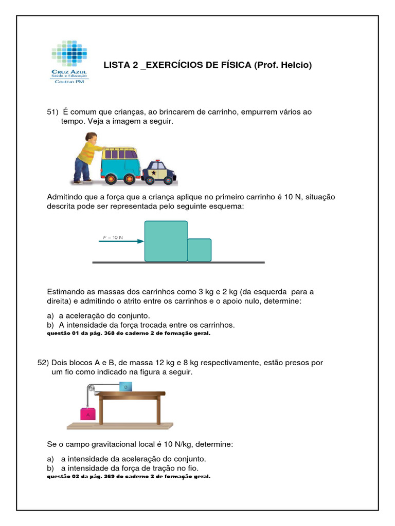 Lista 2 - Exercícios de Física | PDF | Velocidade | Tempo