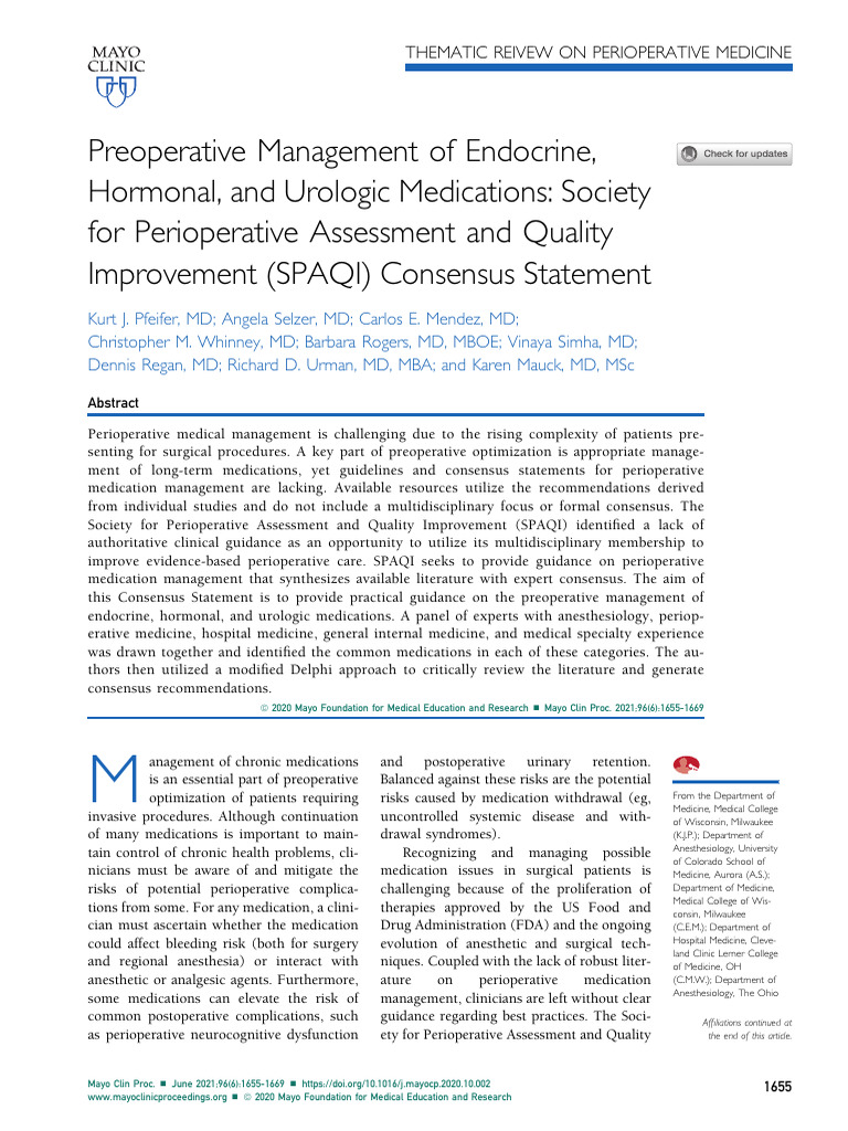Perioperative hormaonal drug adjustment REVIEW PDF Hypoglycemia