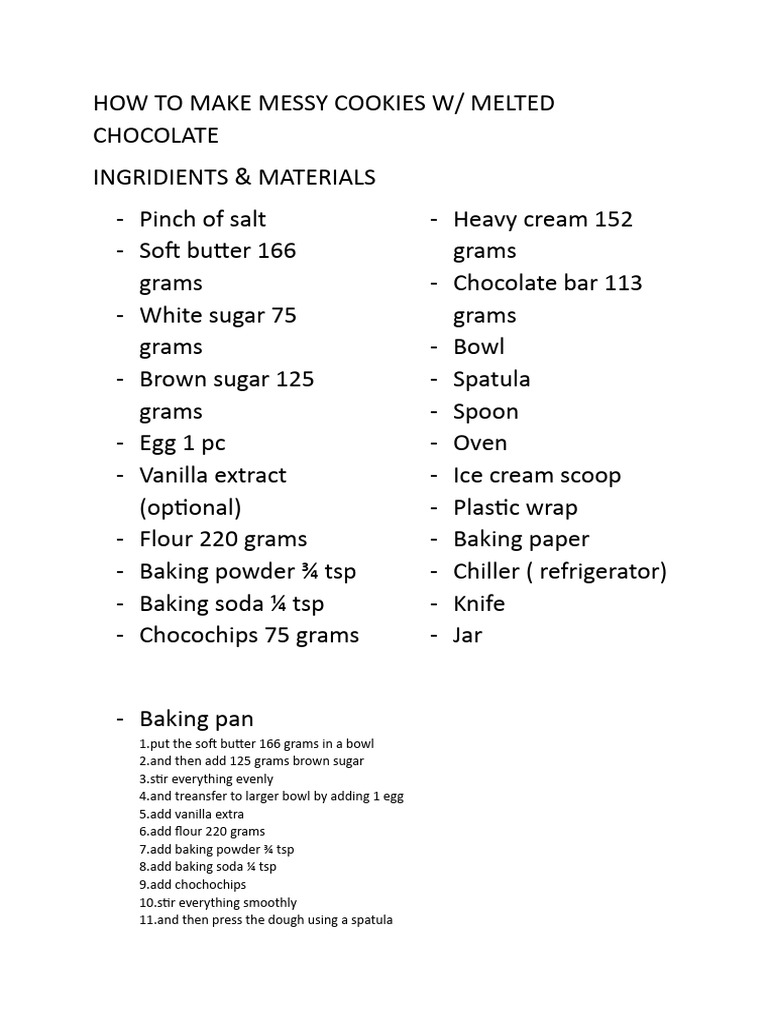 Messy Cookies with Melted Chocolate Recipe | PDF | Cooking, Food & Wine