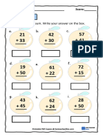 Two Digits Addition Worksheets Without Regrouping Set 1