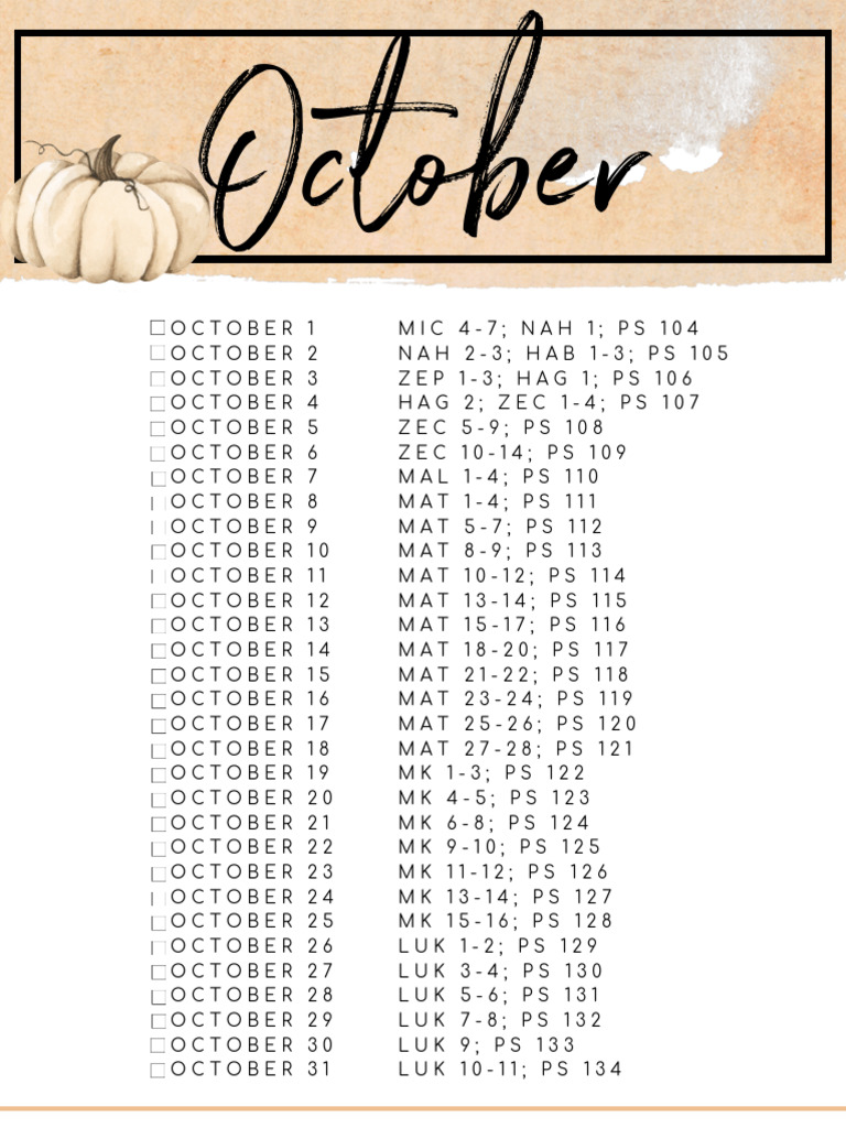 October Free Printable Bible Reading Plan PDF