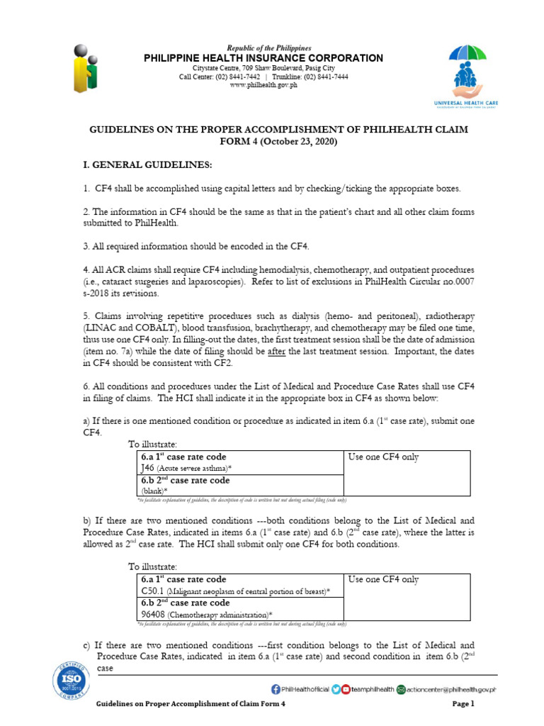 PhilHealthClaim4 Guidelines | PDF | Patient | Medical Diagnosis