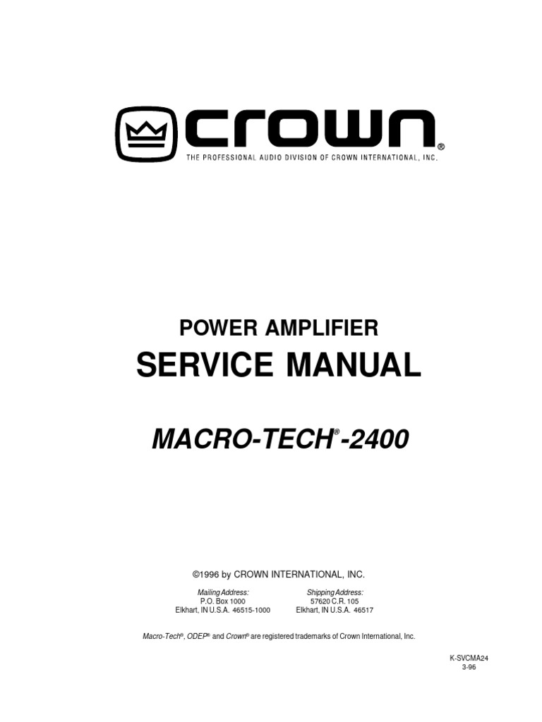 Crown 2400 Amplifier Specs – Crown Macro Tech 2400 Test – QGBR