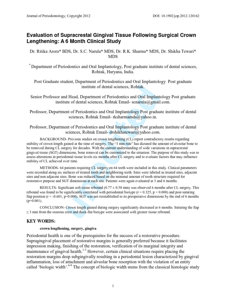 Arora Et Al. 2012 | PDF | Periodontology | Dental Implant