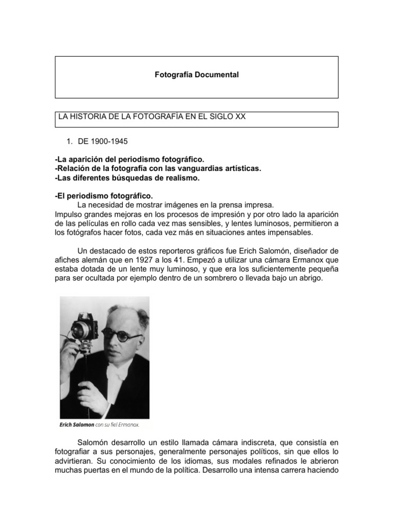 Historia de la Fotografía Documental | PDF