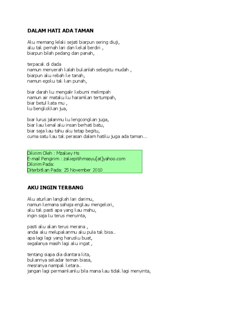 Assignment Bm Sem 2himpunan Sajak Dalam Hati Ada Taman Pdf