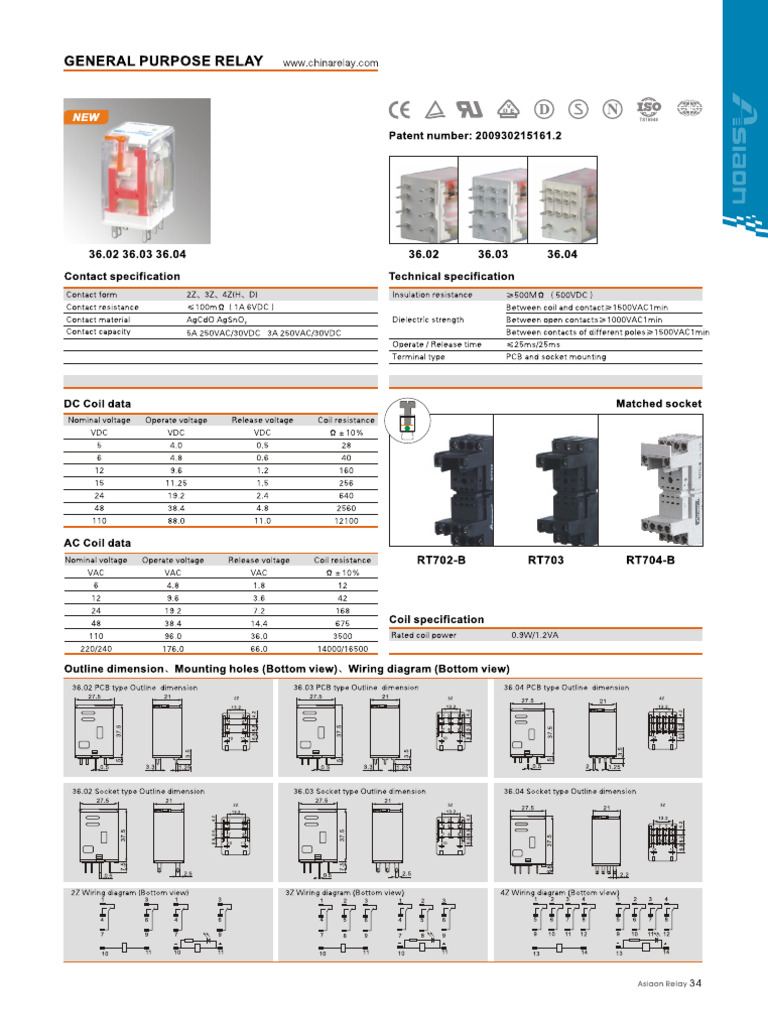 General Purpose Relay 36 02 | PDF