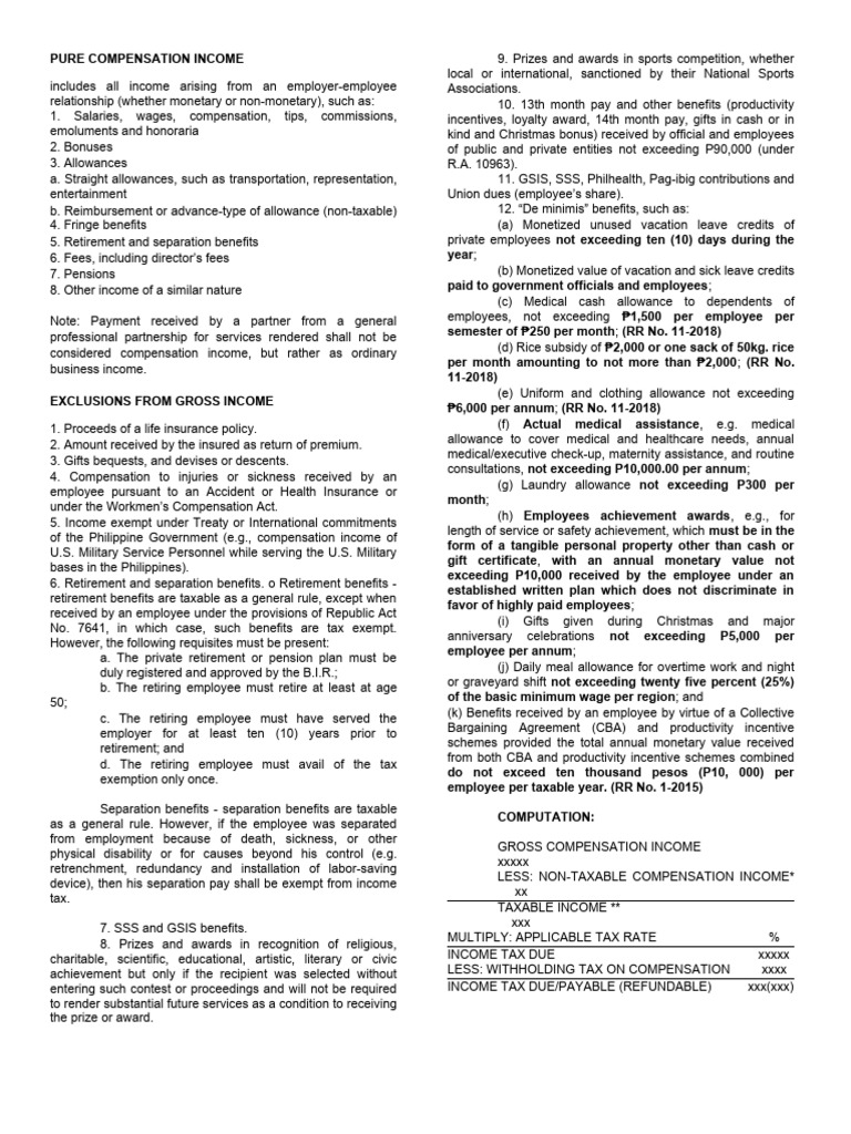 Taxable vs Non-Taxable Compensation | PDF | Welfare | Employment