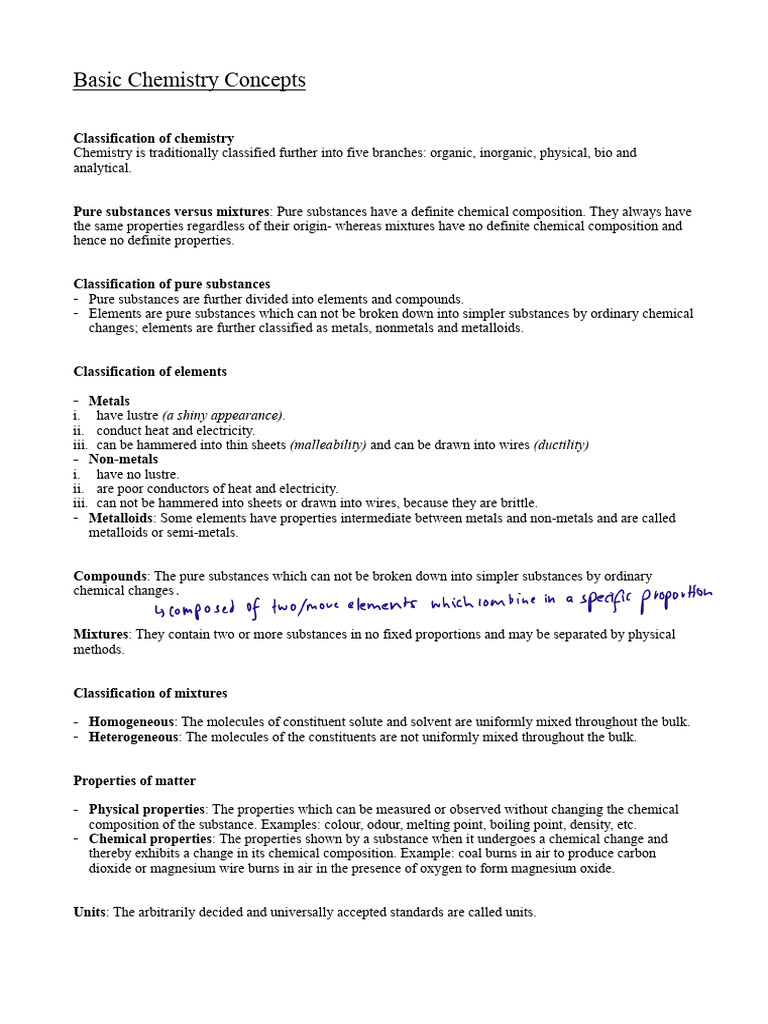 HSC Chemistry Notes | PDF | Mole (Unit) | Chemical Substances