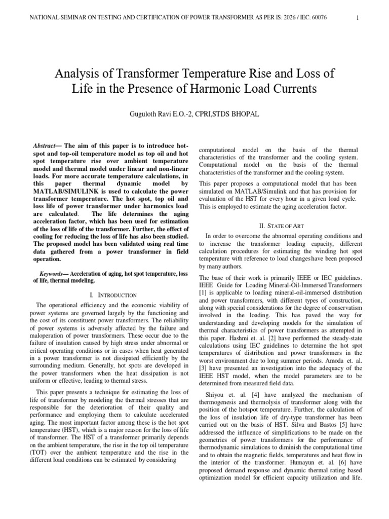 G Ravi - Analysis of Transformer Temperature Rise and Loss of Life in ...