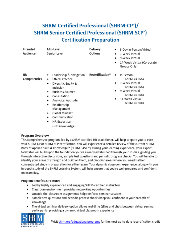 Shrm Cp Scpcertprep Forwebsite Pdf Employment Employee Retention