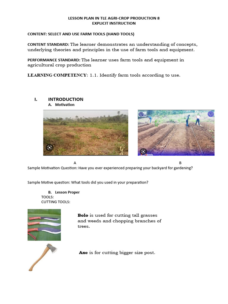 Grade 7 TLE Agriculture Lesson Plan | PDF | Topsoil | Learning