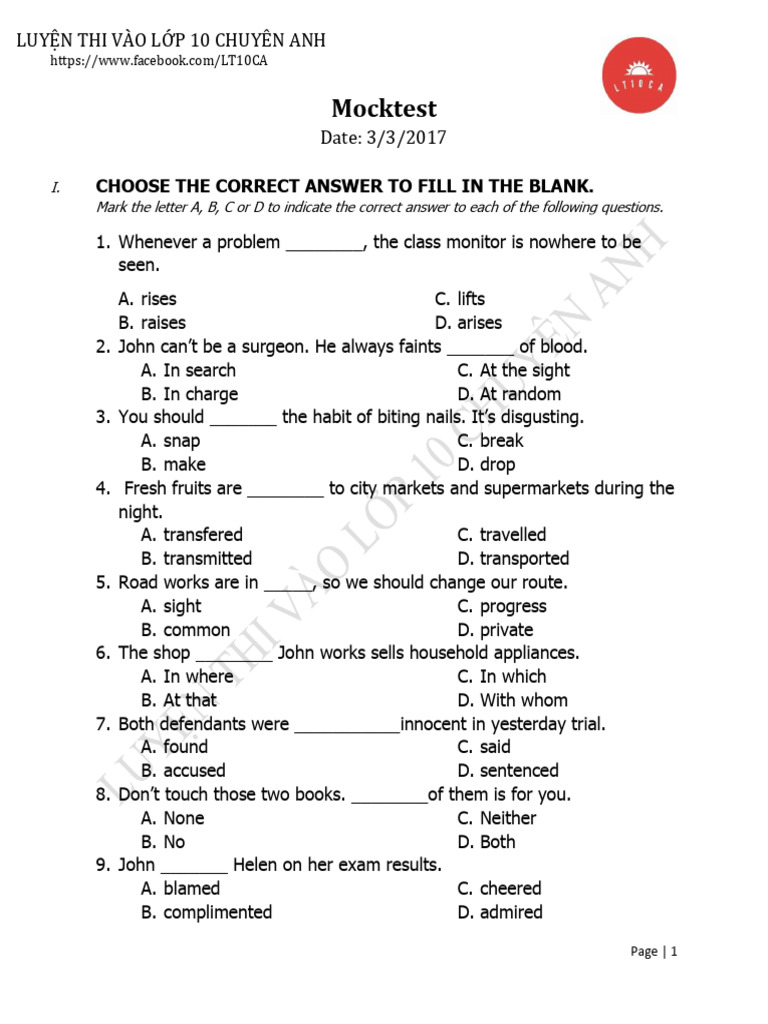 (03 03 17) Mocktest | PDF