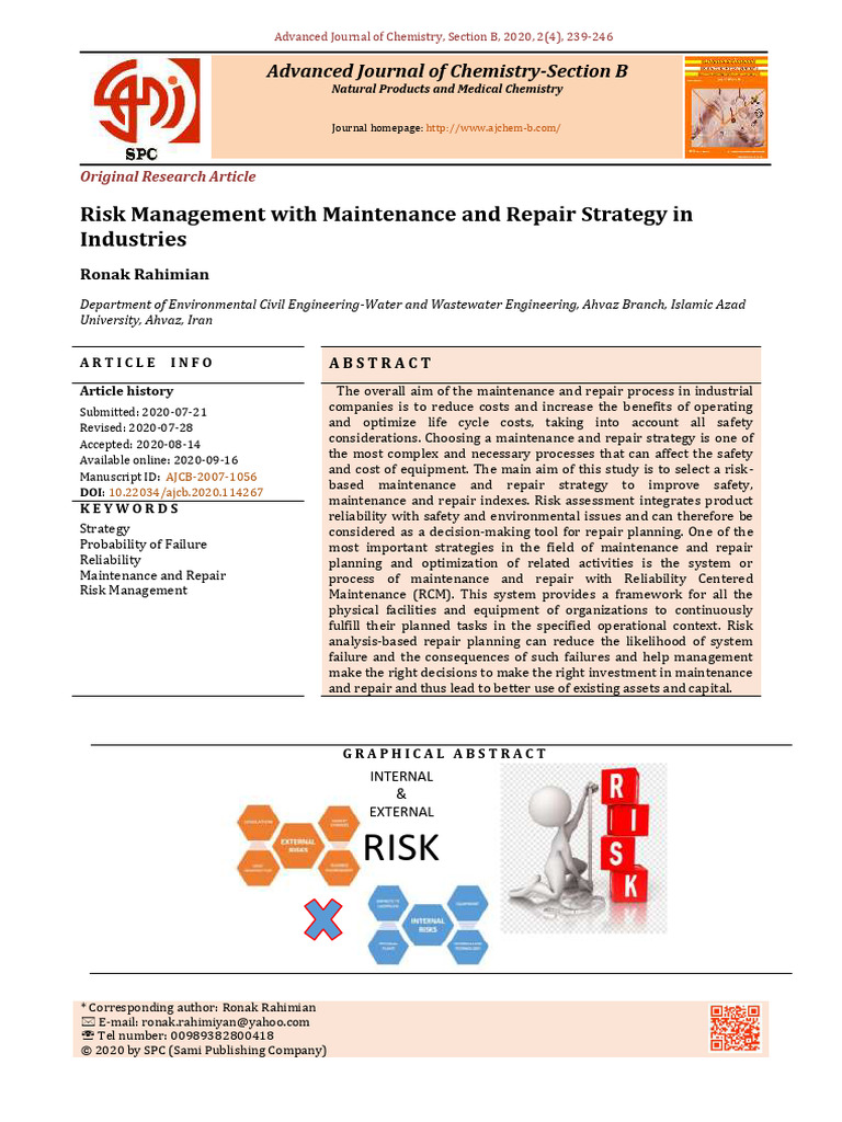 Risk Management in Industrial Maintenance | PDF | Risk | Risk Management