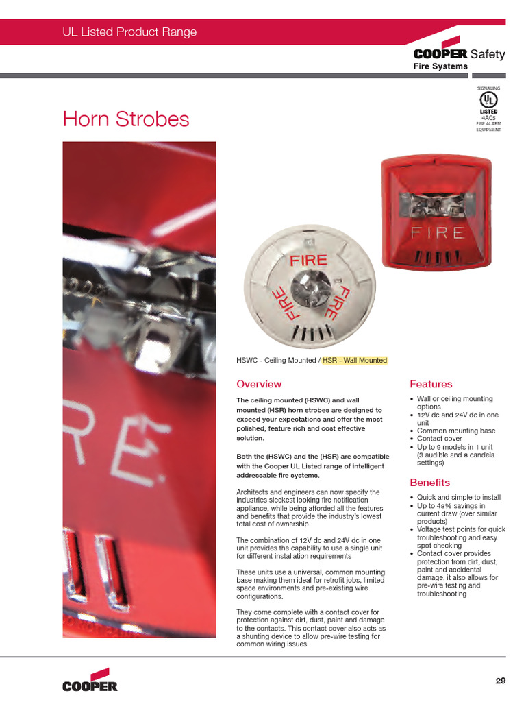 Horn With Strobe (HSR) Download Free PDF Electrical Wiring Components