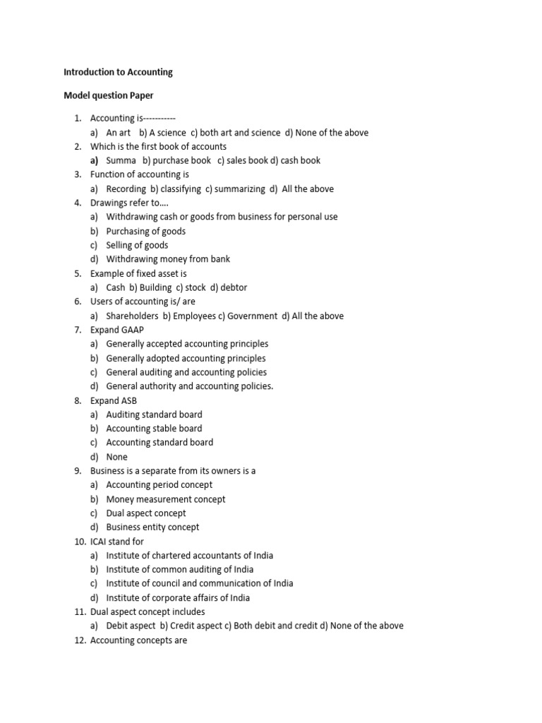 Model Question Paper Accounting | PDF | Debits And Credits | Bookkeeping