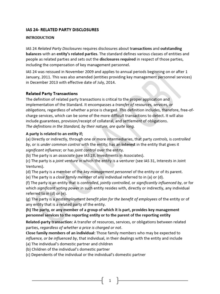 IAS 24 - Related Party Disclosures | PDF | International Financial ...
