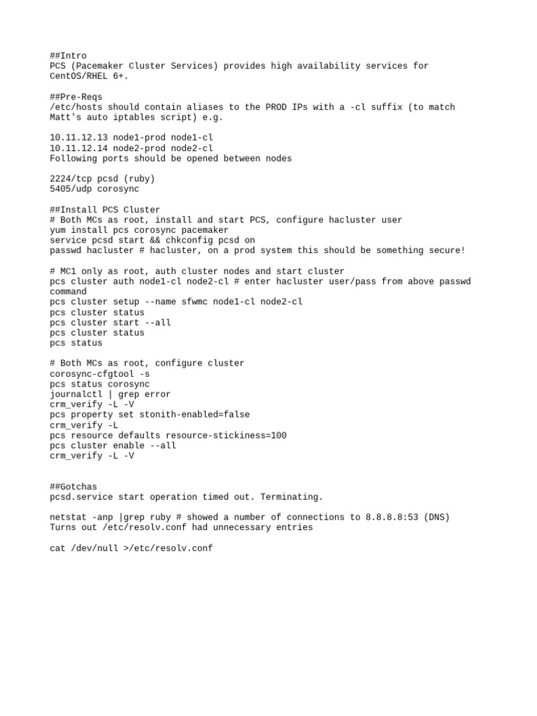 PCS Cluster Setup for High Availability | PDF | Teaching Methods ...