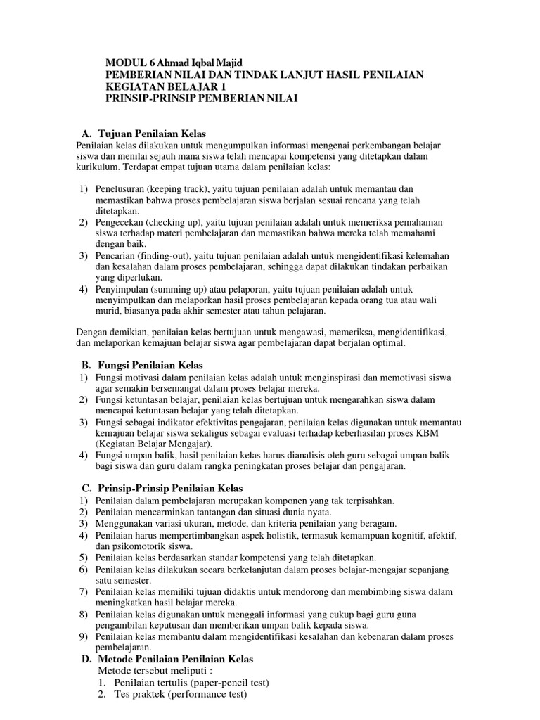 Resume Modul - 6 - Evaluasi Pembelajaran | PDF | Karier & Perkembangan ...