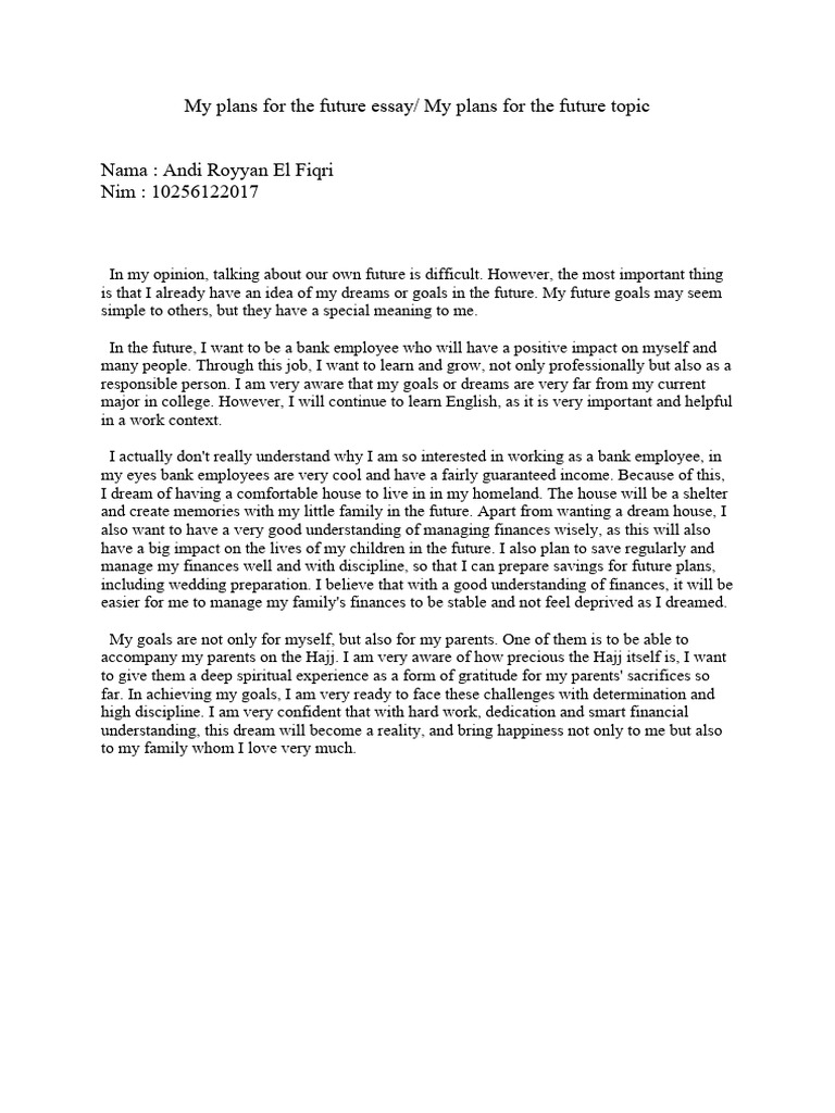 My Plans For The Future Essay (FINAL WRITING) | PDF | Career & Growth ...