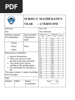 Year Six Mathematics End of Term One 2023