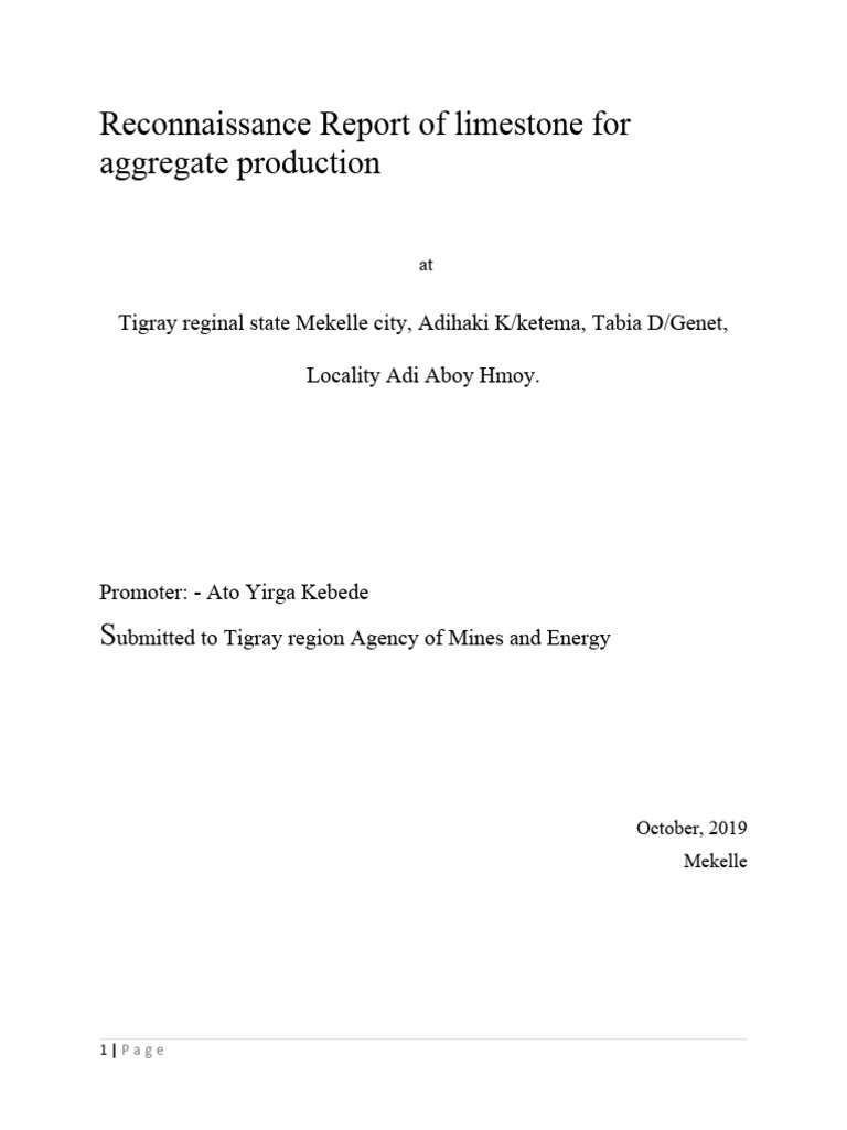 Limestone Reconnaissance Report in Tigray | PDF | Sedimentary Rock ...