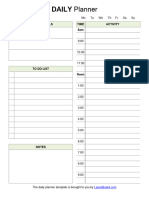 Daily Schedule Planner Printable Template
