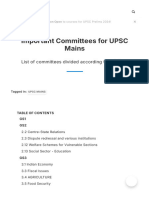 List of Important Committees For UPSC Mains