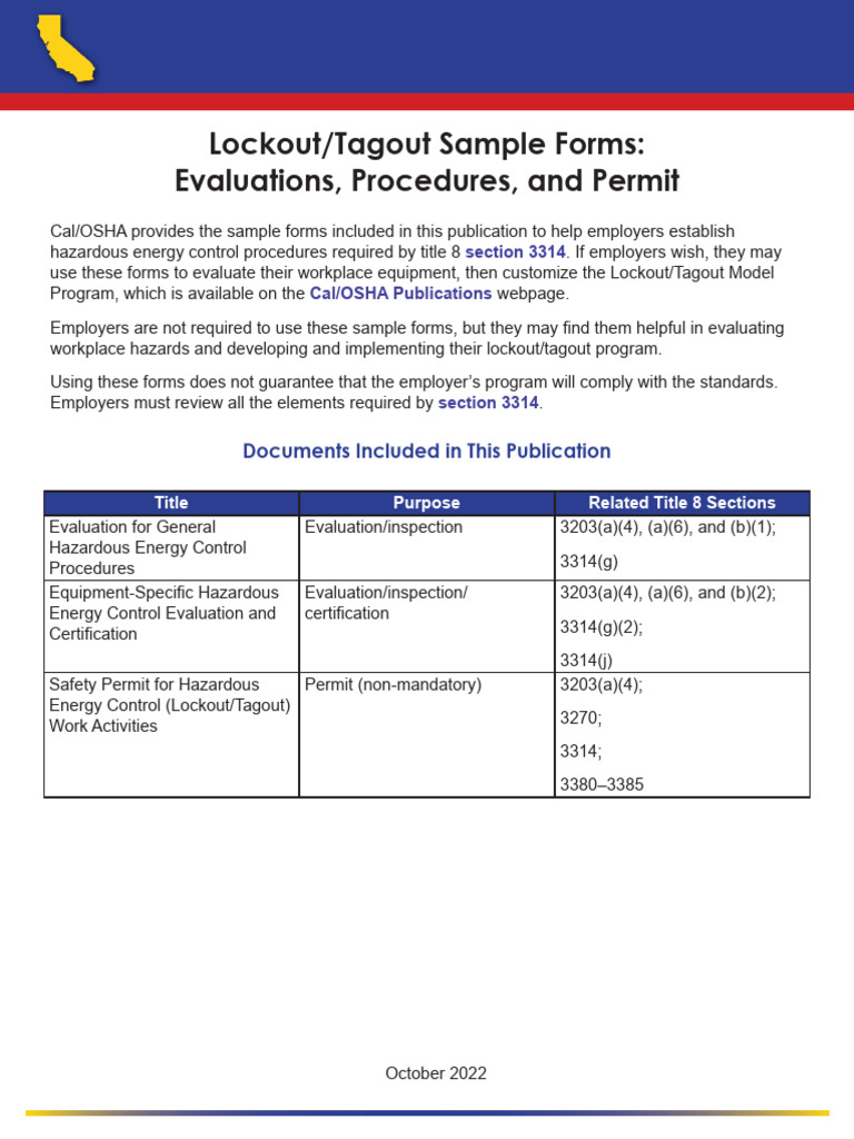 LOTO sample forms PDF Safety Occupational Safety And Health
