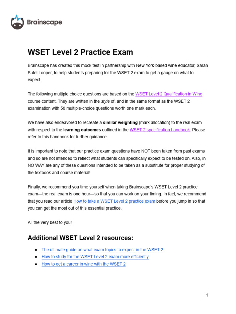 WSET Level 2 Practice Exam Questions | PDF | Wine | Phenolic
