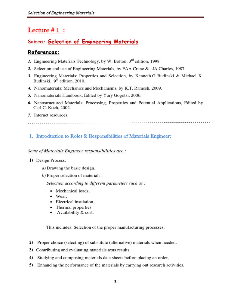 Engineering Materials Selection Guide | PDF | Deformation (Engineering ...