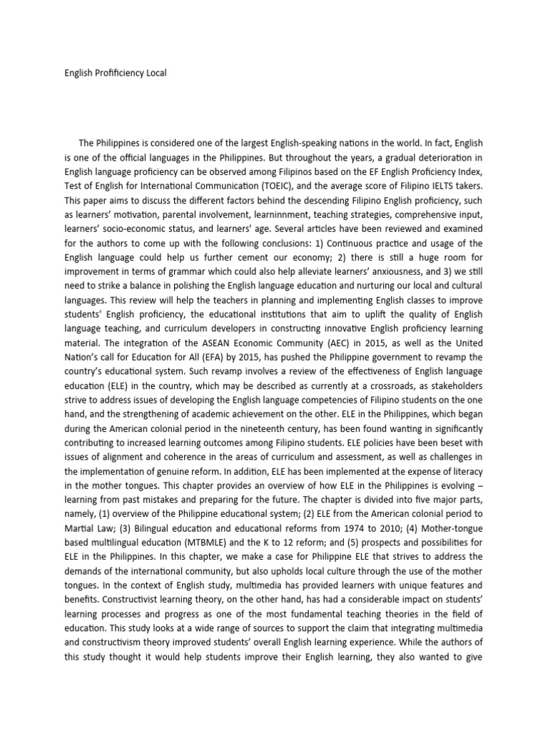 Factors Affecting English Proficiency | PDF | Constructivism ...