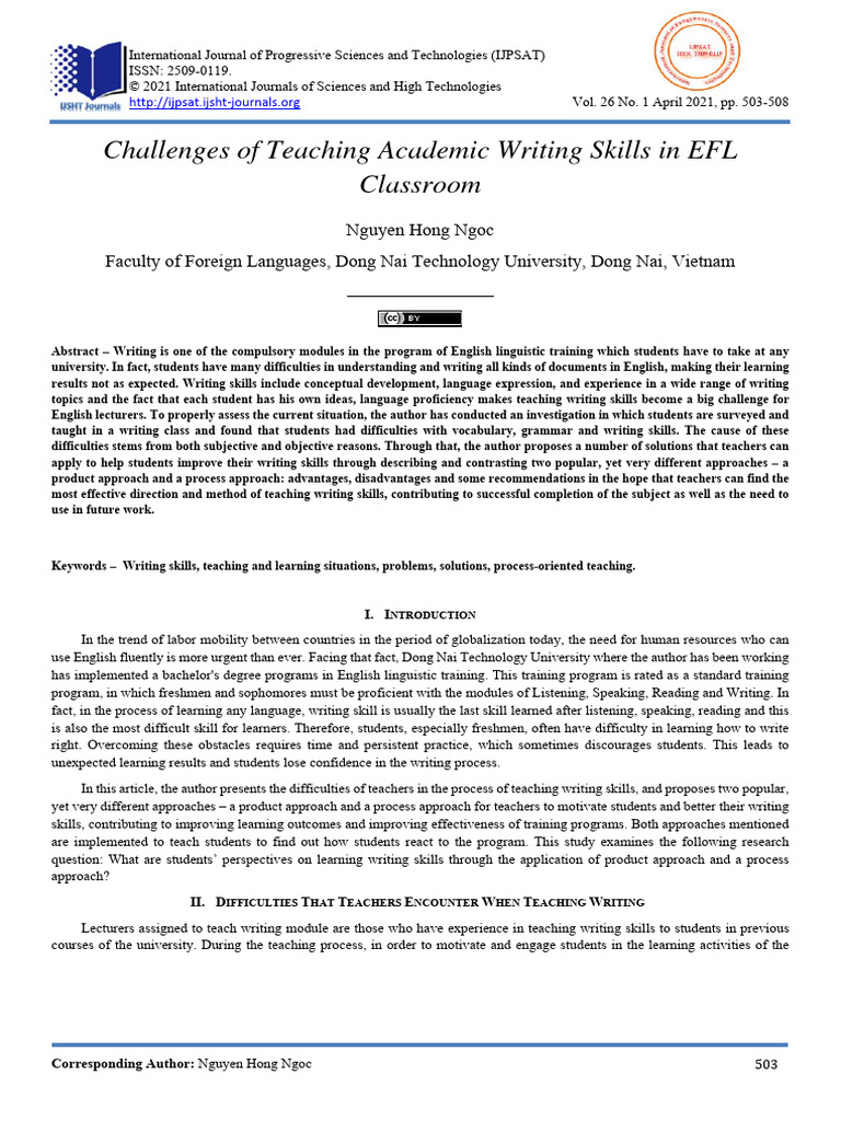 Academic VN - Challenges of Teaching Academic Writing Skills in EFL ...