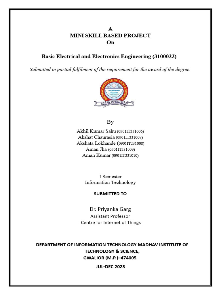 Mini Project on Electrical Wiring Design | PDF | Electrical Network ...