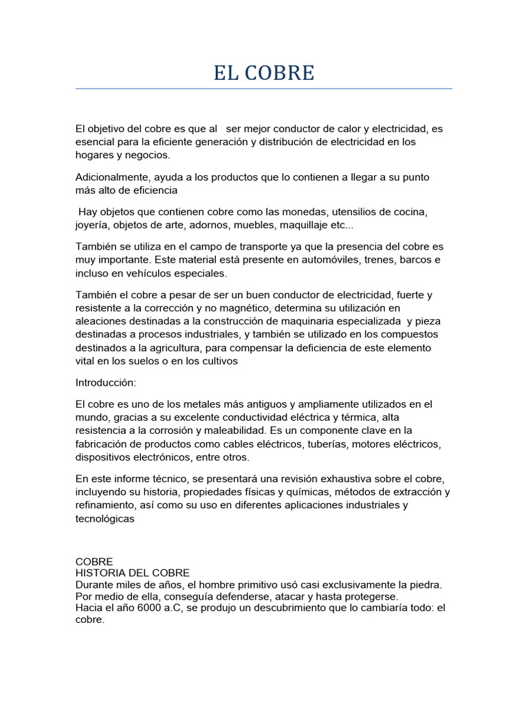 Usos y características del cobre | PDF | Cobre | Bronce
