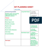 Student Planning Sheet