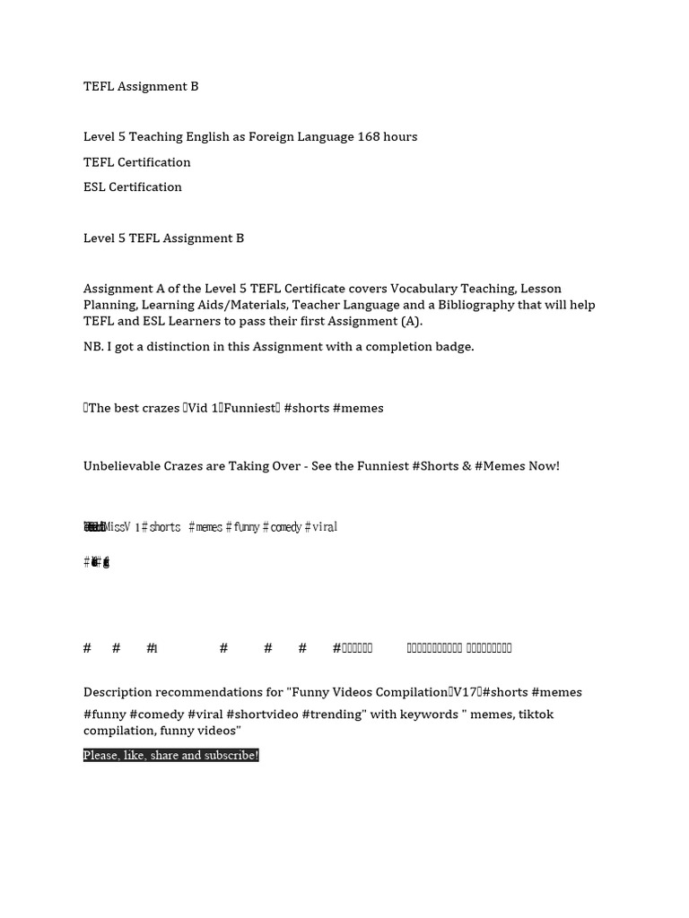 TEFL Level 5 Assignment B Overview | PDF | Career & Growth | Language ...