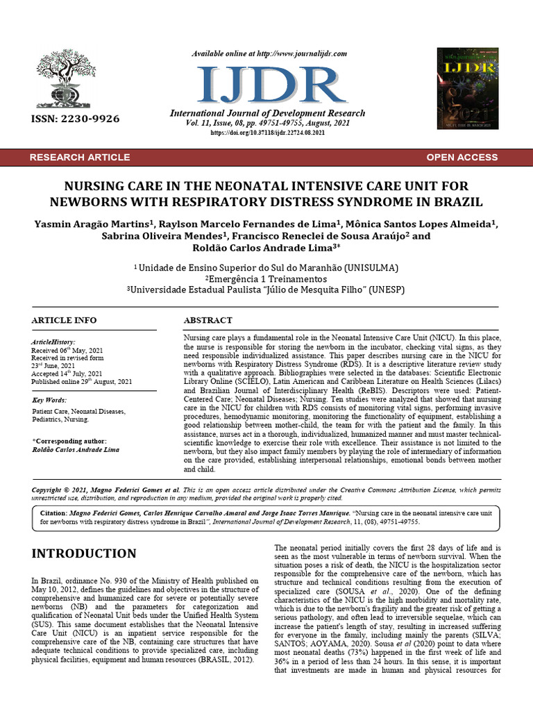 Nursing Care in The Neonatal Intensive Care Unit For | PDF | Neonatal ...