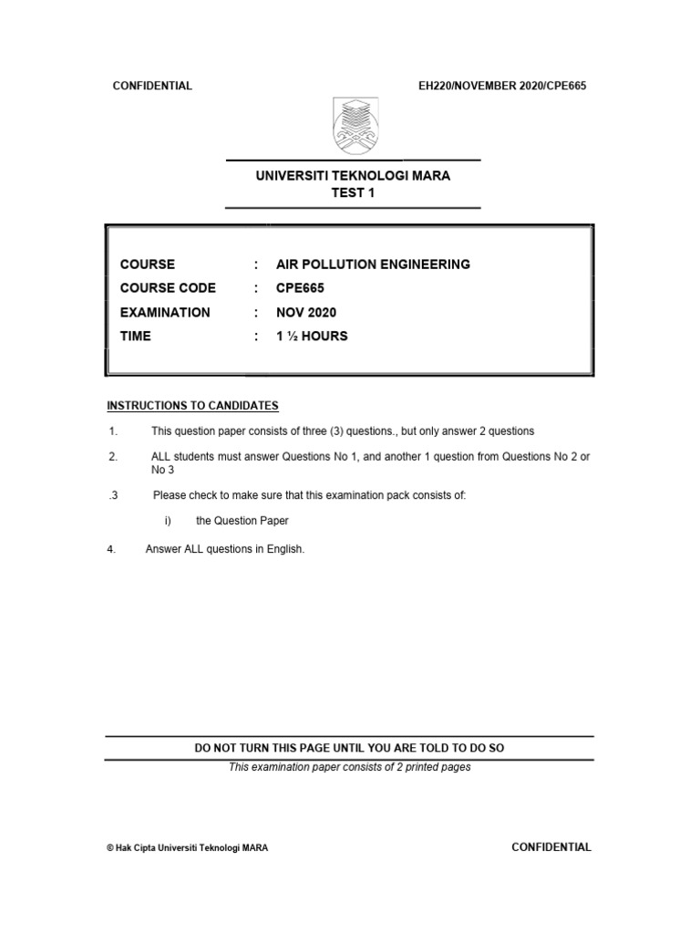 Test AIR POLLUTION | PDF | Exhaust Gas | Air Pollution