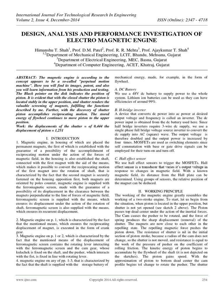 Design, Analysis and Performance Investigation of Electro Magnetic ...