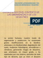 EXPERIENCIAS EN EL CONTEXTO DE LAS EMERGENCIAS Y DE LOS DESASTRES
